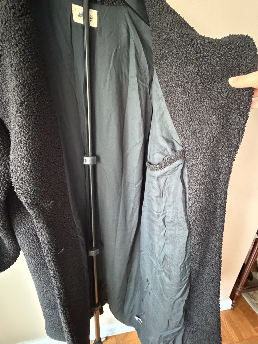 Marine Layer Colette Faux Shearling Longline Oversized Coat Black Size Large - Picture 5 of 10